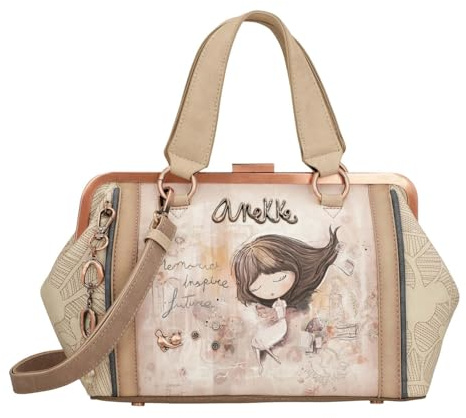 Anekke Bolso Bowling Memories - Práctico y Estilizado | Bolsillos Frontales y Asa Bandolera Extraíble | Medidas: 28x22x14 cm