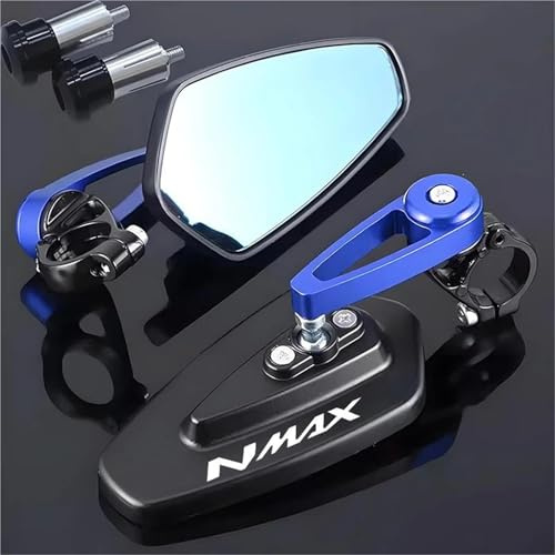 HYRHEV Espejos retrovisores Motocicleta para NMAX N MAX N-MAX 155 250 400 125 2 Piezas Extremos de Manillar CNC Color Negro Motorcycle Rearview Mirror(Blue)
