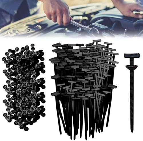 100PCS Nylon Universal Cable Tie Buckle – Heavy Duty Self-Locking Zip Ties Holder with Pin & Button Design, Plastic Cable Ties Tool Fasteners Car Body, UV Resistant Zipties for Car Daily Auto Fixing