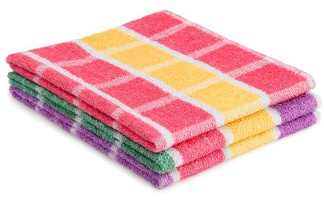 Genérico Paños de Cocina (4 Unidades) – 45×45 cm – 80% Algodón / 20% Poliéster – Trapos de Cocina Grandes, Suaves y Absorbentes – Secado de Platos, Cristales y Manos – Lavables y Reutilizables