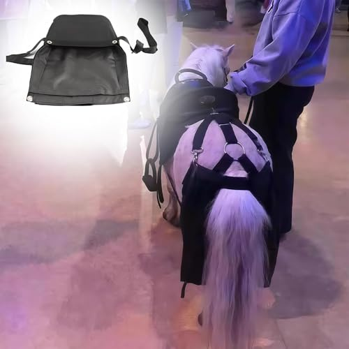 BESTXH Sacchetto Resistente in Tessuto Oxford per Letame di Cavallo, Pannolino Riutilizzabile per Escrementi di Cavallo, Sacchetto Portatile per La Raccolta del Letame di Cavallo,Nero,S