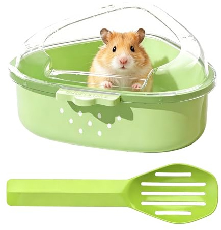 HUILATE Hamster Sand Bath, Gerbil Sand Bath Comes with a Spade, Transparent Sands Baths Container, Container Large Toilet Sandbox Suitable for Syrian Hamsters Guinea Pigs and Rats