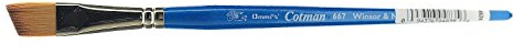 Winsor & Newton 5367113 Cotman Aquarell Synthetikhaar Pinsel - Serie 667 - Schrägpinsel, kurzer Stiel mit exzellenter Sprungkraft, Farbtragekraft und Punktgenauigkeit - 13mm - 1/2