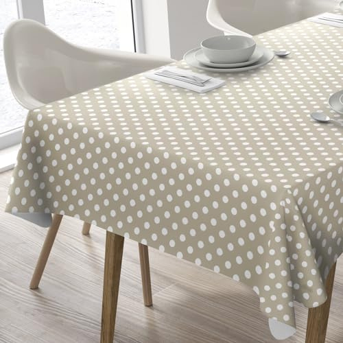 Home Direct Vaxduk i PVC rektangulär 140 x 240 cm med prickar beige