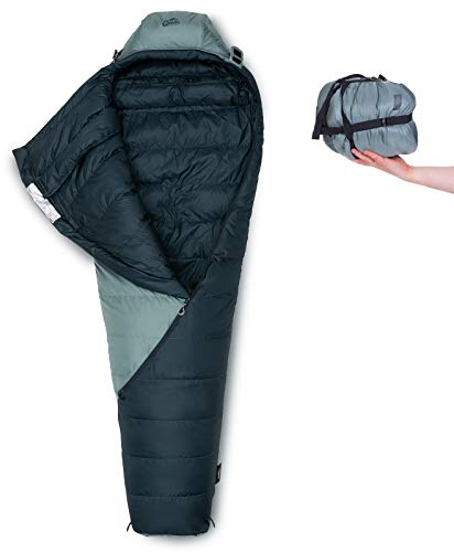 Qeedo Takino Daunenschlafsack, 4 Saison, warm, klein & leicht - grau [medium]