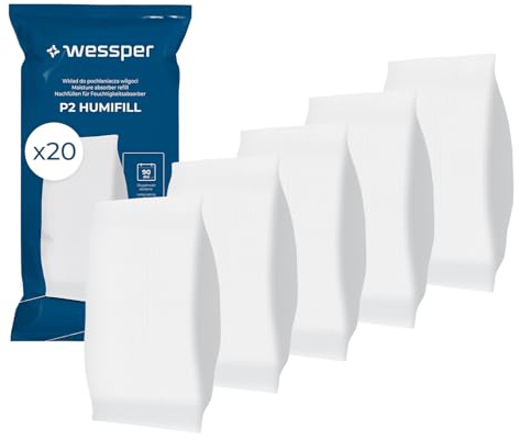 Wessper 20x Bolsa Recambio Absorbe Humedad 500g – Granulado Antihumedad para Deshumidificador, Antimoho y Olores, Recambio Universal Sin Electricidad, Uso Interior Multiestancia