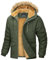 MAGCOMSEN Herren Wintermantel Parka Warme Outdoorjacke Fleece Winddicht Kapuzenjacke Herren Gefüttert Arbeitsjacke Verdickt Übergangsjacke Wandern Trekkingjacke Armeegrün XL
