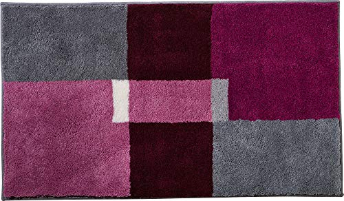 Erwin Müller Badematte, Badteppich, Badvorleger Zagori rutschhemmend violett Größe 80x140 cm - herrlich weich und flauschig, für Fußbodenheizung geeignet (weitere Größen, Farben)
