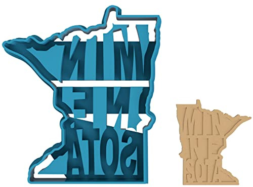 Minnesota with Extruding Name Cookie Cutter - USA State Land of 1000 Lakes Vikings North Star (0025) (4 Inch)