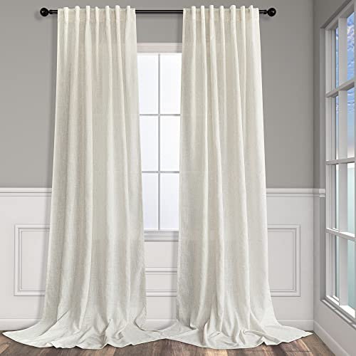 Cream Curtains 96 Inches Long for Living Room 2 Panels Back Tab Loop Pocket Soft Natural Linen Draperies Light Weight Airy Semi Privacy Sheer Curtains for Bedroom Dining Cottage Urban Decor 8 FT Tall