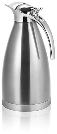 Termos Dryckesdispenser Rostfritt Stål 1,5/2L Kaffekanna Tekanna Vakuumkanna Diskmaskin Säker Värmelagringskanna Idealisk för(2 L 15,5 x 15,7 cm/6,1 x 6,2 Zoll-Ett slags naturfärgat plasthandtag)