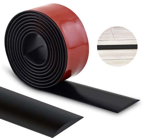 3m*4cm PVC Floor Transition Strip, Peel and Stick Floor Transition Strip, Flat transition strip, Door Carpet Edge Strip Floor Edging Trim Strip Vinyl Transition Profile Laminate (Black, 3m*4cm)