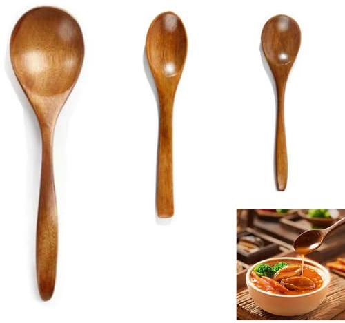 Cucchiaio di legno,3 pezzi Cucchiaio di Zuppa di Legno,Cucchiaio di Legno Ecologico,Cucchiaio di Zuppa di Legno,Cucchiaio da zuppa per Caffè, Tè, Miele, Cucina, Feste, Ristorante