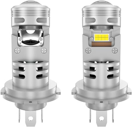 OWVTPS H4/HB2/9003 Bombilla LED Mini Lente Proyector 120W 6500K Blanco Frío 24000LM Luz Alta/Luz Baja Resuelve Problemas de Astigmatismo Decodificador Canbus Incorporado Plug & Play