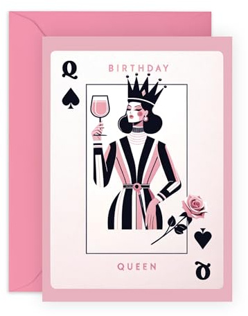 Central 23 Birthday Cards For Her - Playing Card Queen - Pretty Birthday Card For Mum Nana Wife Friend Gifts Girly - Ladies Greeting Card - Comes With Stickers