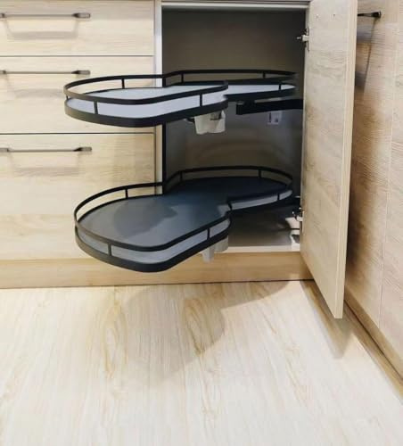 TYYCKJ Mensola angolare della cucina Adatto per armadi da 36 pollici/900 mm,Mobile da cucina con ripiano estraibile grigio a 2 livelli Con carosello Mobile ad angolo con vano estraibile