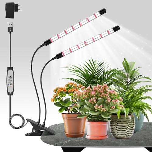 ANPSSSEN Luz de cultivo interior, luz de cultivo en forma de V, luz de espectro completo para plantas de interior con 5 niveles regulables, temporizador 6/12/18H