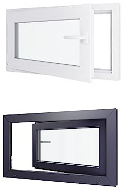 Ventana de PVC bicolor – Triple acristalamiento – Tirante izquierdo – Blanco y antracita. – LxH: