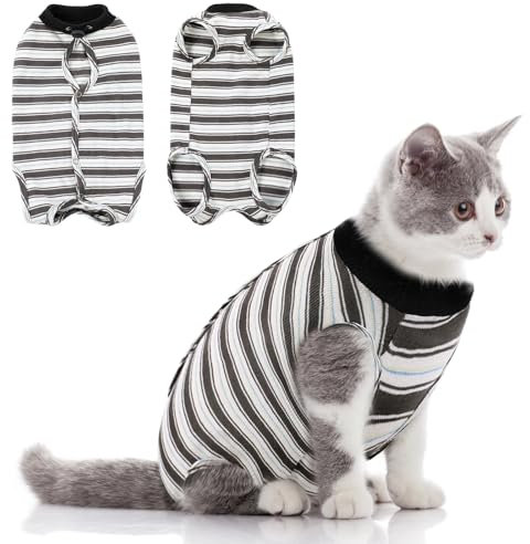 ASENKU Katzenbody nach OP,Katze Kleidung,Katzenbody Nach Op Kastration Leckschutz Postoperative Kleidung Suit für Bauchwunden oder Hautkrankheiten-S-Koralle,Katze Halskrause Alternative, Schwarz,M