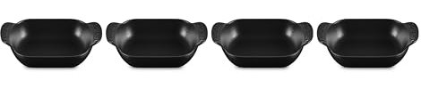Le Creuset Cast Iron Mini Rectangular Baker Matte Black, 130 mm, Pack 4