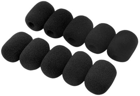 10Pack Headset Microphone Foam Cover - Pop Filter for Microphone - Microphone Cover - Microphone Cover Foam - Microphone Protector - Foam Microphone Windscreen - for Headset and Handheld Mics (Black)