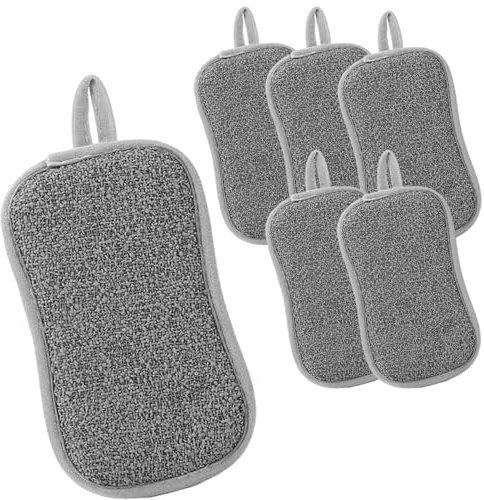 6 Piece Reusable Washing Up Sponge,Soft Quick Double Sided Kitchen and Bathroom Cleaning Products,Multipurpose Dish Scrubber Sponges for Cutlery, Kitchen, Bathroom, Glass