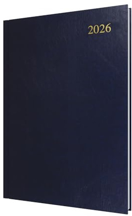 Collins - Essential - 2026 12 månaders kalender årsplanerare, dag-till-sida-dagbok, A4 hårt omslag - mörkblå (ESSA41.65-26)
