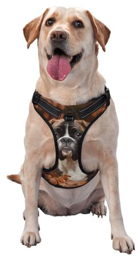 Boxer Dogs Automne,Harnais pour Animaux de Compagnie, Harnais réfléchissant réglable pour Chien,M
