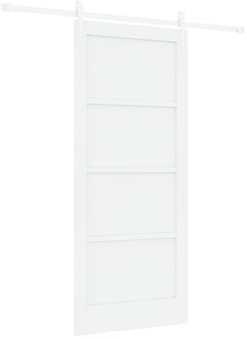 vidaXL Schiebetür mit Beschlag-Set Weiß 86X198,5 cm Massivholz Kiefer für Wohnzimmer Schlafzimmer moderner Stil einstellbarer Innentrenner stylische Scheunentür