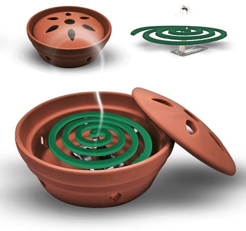 Espirales Antimosquitos y Quemador de Incienso de Ceramica Citronela Antimosquitos, Incienso Antimosquitos Exterior Espirales de Incienso con Soporte: Patio, Terraza, Camping o Interior (20Espirales)