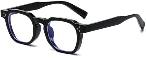 AIEYEZO Retro Blue Light Glasses for Men Women Square Thick Framed Eyeglasses Trendy Vintage Computer Glasses (Black)
