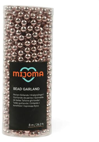 MIJOMA Guirnalda de perlas – Elegante cinta de perlas, cadena de perlas y cuerda de perlas decorativas, elegante decoración de mesa, Navidad, Adviento, boda, perlas decorativas de 8 mm, 8 metros