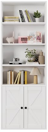 LEADZM Bibliothèque, Buffet Haut Cuisine, Meuble de Rangement, Armoire,Grand Espace avec 2 Portes, pour Salon, Chambre, Bureau 60 x 23,5 x 180 cm (2 Portes)