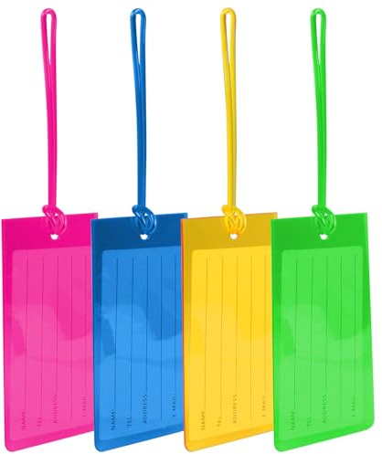 Luggage Tags, 4Pcs Baggage Labels, Suitcase ID Tag Set, Handbag Tag Labels Travel Accessories for Checked Luggage, Hand Luggage and Backpacks