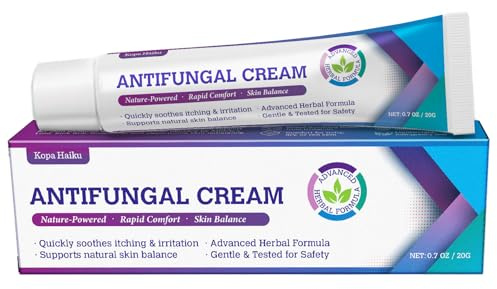 Antifungal Cream for Scalp & Body Skin: Suitable for Athletes Foot, Ringworm, Jock Itch, Tinea Versicolor & Seborrheic Dermatitis, Gentle and Effective Plant-Based Formula 20g