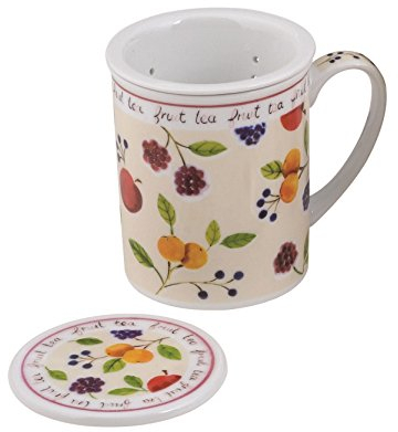 Excelsa - Tazas de excelsa (Tisaniera), con filtro y tapa, de porcelana,1 undiad,Modelos surtidos