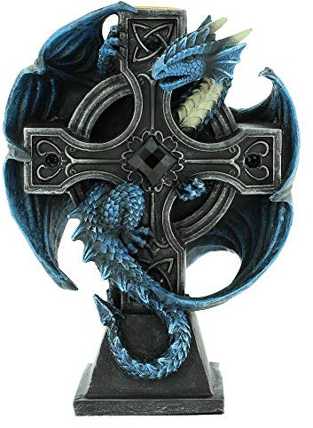 Nemesis Now Anne Stokes Draco Candela Kerzenhalter, Kunstharz, Blau, 18 cm