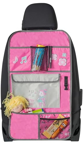 Walser Autositz-Organizer Kinder, Rückenlehnenschutz-Auto Ballet Doll, Rücksitz-Organizer mit Taschen Kinder, Rücksitzschoner-Auto ca. 70x40 cm rosa