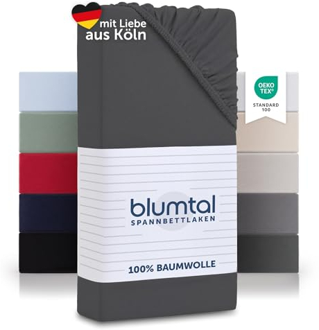 Blumtal® Basics Spannbettlaken 200x220cm Jersey - Bettbezug 200x220 cm aus 100% Baumwolle - Oeko-TEX zertifiziertes Spannbetttuch 200x220cm - Matratzenbezug 200x220cm - Leintuch 200x220cm - Anthrazit