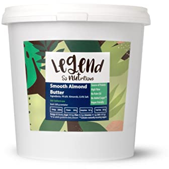Legend - Smooth Almond Butter (1 kg), Made In The UK, 100 Percent Natural, Vegetarian, Vegan, No Palm Oil, No Added Sugar, No Traces of Peanuts, Source of Protein, High in Fibre, Gluten & Dairy Free