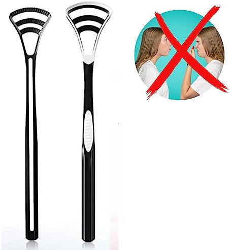 2 Gratte Langue Ayurvédique Ergonomique Double Face Réduit Mauvaise Haleine et Bactéries Hygiène Buccale Nettoyage Papilles Brosse Grattoir Linguale Adulte Enfant