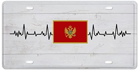 Cubierta para placa de matrícula Heartbeat Montenegro bandera nacional hogar pared automóvil bar garaje hombre cueva decoración aluminio novedad coche placa aniversario celebración aluminio metal c