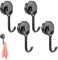 Comioke Magnete Con Ganci, Ganci Magnetici Nero, 4 Pezzi Ganci Magnetici, Ganci Magnetici Cucina, Ganci Magnetici per Frigorifero, Ganci Magnetici Cucina Ruotabile, Ruotabile Magnete Con Gancio