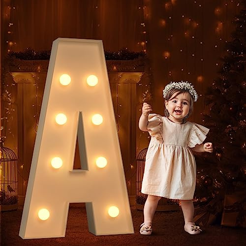 Tongjoy Marquee Letters 3 Feet Tall 3FT Large Light Up Letters A for Wedding Will You Marry Me Sign Happy Birthday Engagement Party Decorations Big Letterboard A