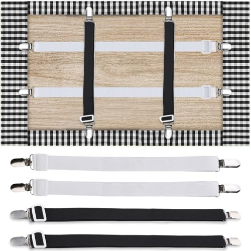 KOLZEMV Bettlakenklammern, 20–130 cm verstellbare Bettlakenspanner 4 Stück, bettlakenspanner, bettlaken spanner, Elastische Betttuchspanner für Bettwäsche,Bettlaken, Matratze, Bügelbrett oder Sofa
