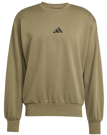 adidas Men's ESSENTIALS FEELCOZY FLEECE SWEATSHIRT, olive strata/black, XXL