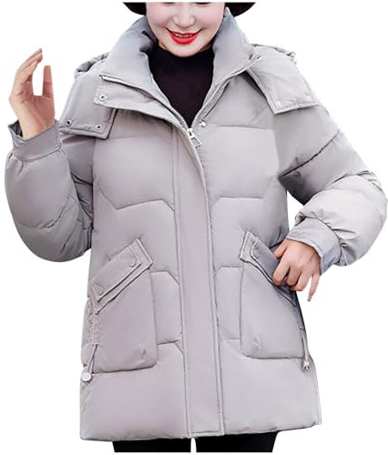 KOG Winterjacke Damen Daunenjacken Winter Dufflecoat Baumwolle Fahrradmantel Jacken Kleidung Frauen Gutschein Strickjacken Casual Kapuzenpullover Fleecejacken Outlet Angebote Lila XXL