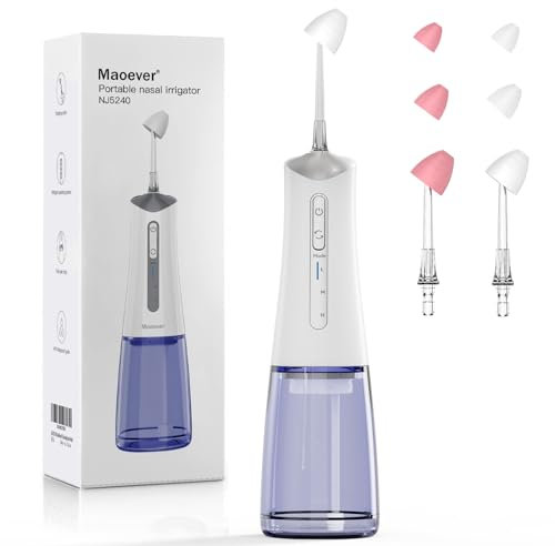 Pulvérisateur nasal électrique avec 6 buses, rinçage nasal pour adultes et enfants. Lave-nez pour soulager les douleurs sinusales et le soin du nez, convient également comme appareil de douche nasale