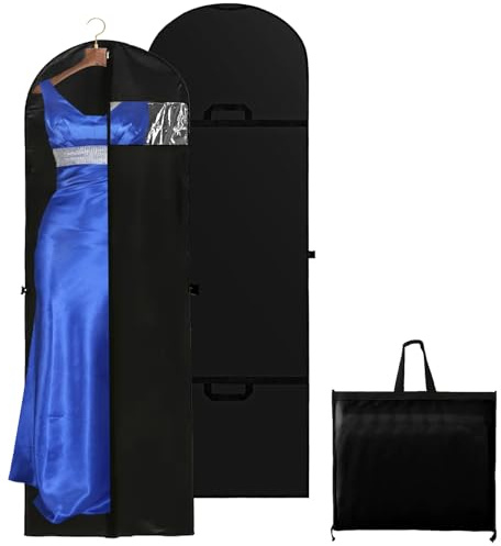 1 Pezzi Porta Abiti Lungo 180 * 60cm,Sacchetti per Abiti da Sposa,Borsa Porta Abiti da Viaggio,Copriabiti Antipolvere Impermeabile,per Vestito da Sposa,Smoking,Cappotti,Gonna Lunga,Vestiti(Nero)
