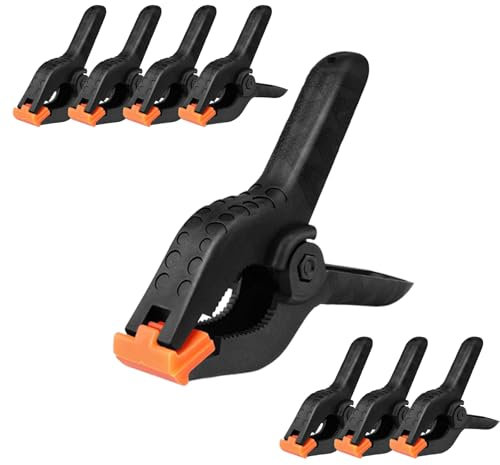 Abrazaderas de Resorte Nylon,8 Pcs Negro Abrazaderas de Resorte Plástico Pinzas Antideslizantes de Fuerte Sujeción Pinza Fotografia para Proyectos de Bricolaje,Estudios Fotográficos,Fondo Fotográfico